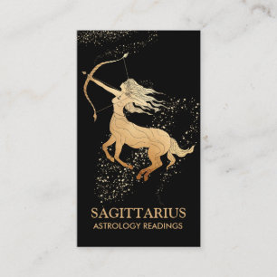 Carte De Visite *~* SAGITTARIUS Zodiac Astrologie Lectures Noir