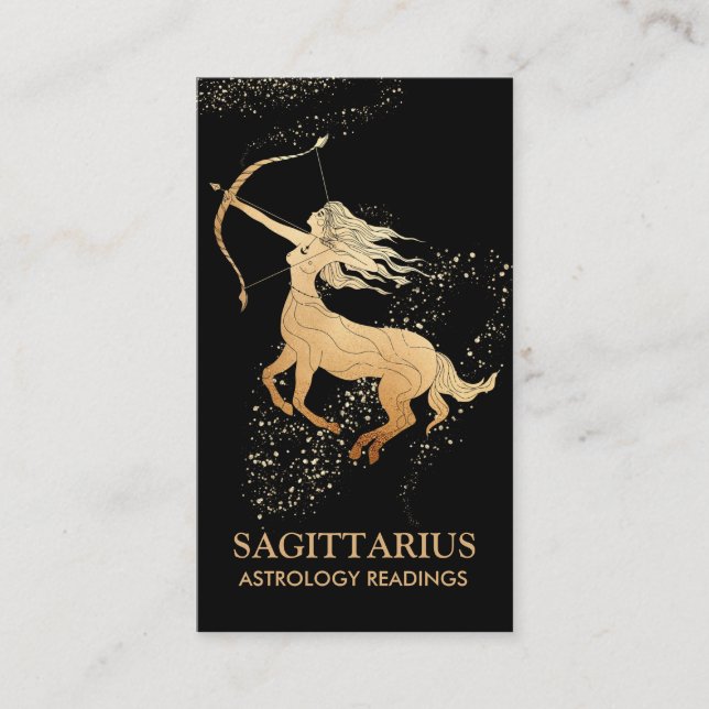 Carte De Visite *~* SAGITTARIUS Zodiac Astrologie Lectures Noir (Devant)