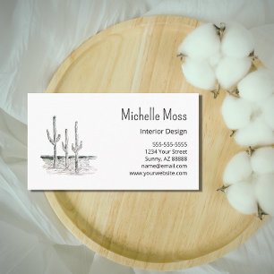 Carte De Visite Saguaro du désert Cactus minimaliste noir blanc