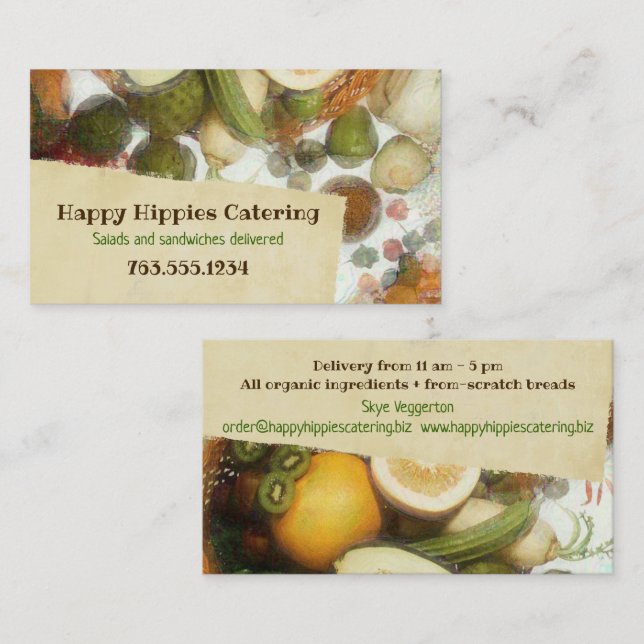 Carte de visite sain végétalien de nourriture de (Devant / Derrière)