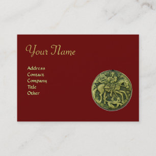 Carte De Visite SAINT GEORGE ET DRAGON MEDALLION Monogramme,