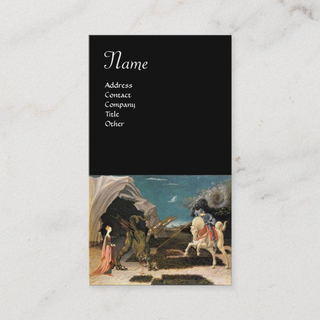 Carte De Visite SAINT GEORGE ET LE DRAGON, marron, bleu noir (Devant)