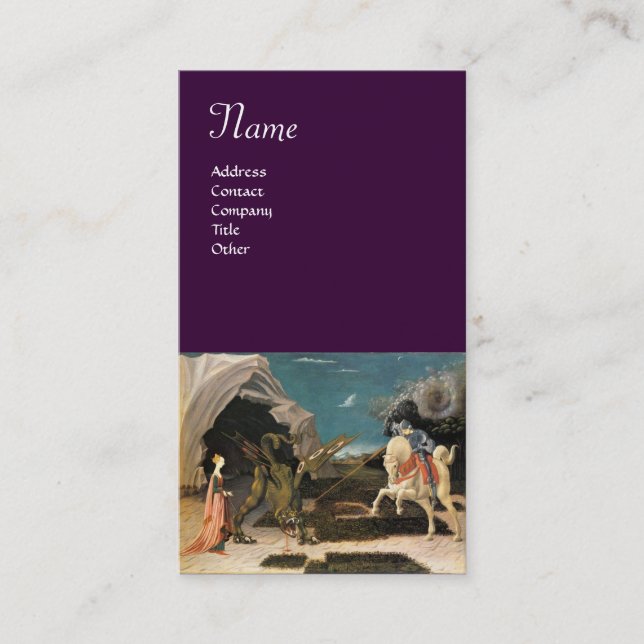 Carte De Visite SAINT GEORGE ET LE DRAGON, marron, bleu rouge viol (Devant)