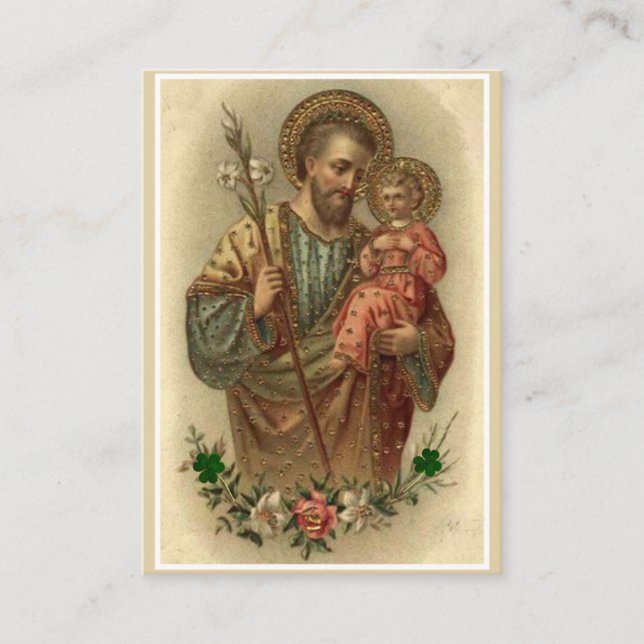 Carte De Visite Saint Joseph Jésus Shamrocks de prière catholique (Devant)