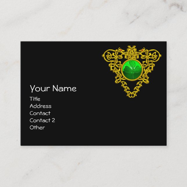 Carte De Visite SAINT PATRICK'S CELTIC COEUR, SHAMROCK, noir blanc (Devant)
