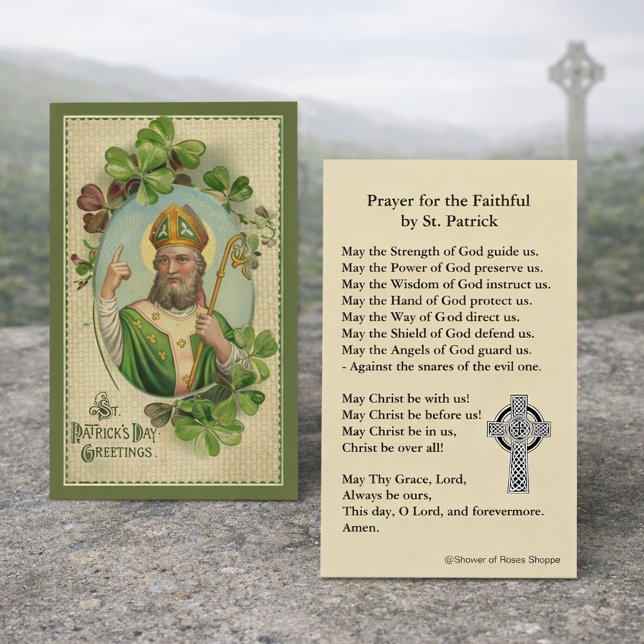 Carte De Visite Saint Patrick's Holy Card avec prière irlandaise (Créateur téléchargé)