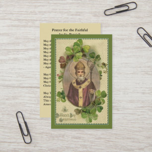 Carte De Visite Saint Patrick's Holy Card Shamrocks évêque