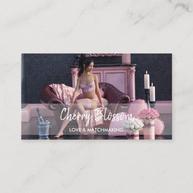 Carte De Visite Saint Valentin Beauté en Lingerie sur le canapé (Devant)