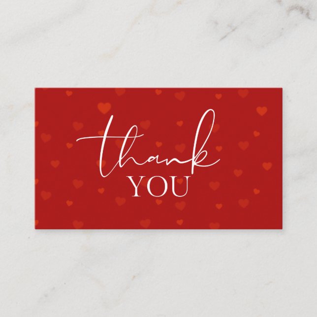 Carte De Visite Saint Valentin Merci Rouge Romantique Coeur Amour (Devant)