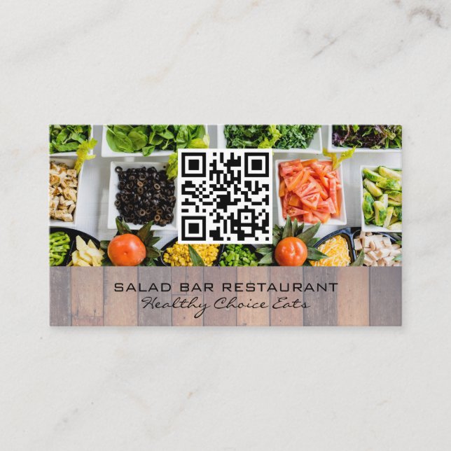 Carte De Visite Salade Bar | Culinaire | Code QR (Devant)