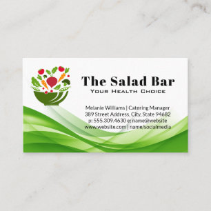 Carte De Visite Salade Bowl avec légumes en chute