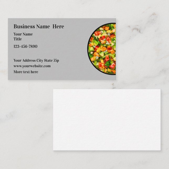 Carte De Visite Salade Food Cuisine végétarienne Thème (Devant / Derrière)