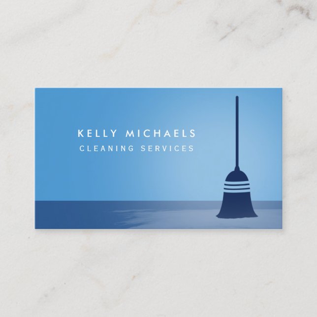 Carte De Visite Salle Bleue Moderne Services de nettoyage élégant (Devant)