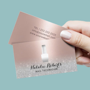 Carte De Visite Salon à ongle polonais Manicuriste Blush Rose or