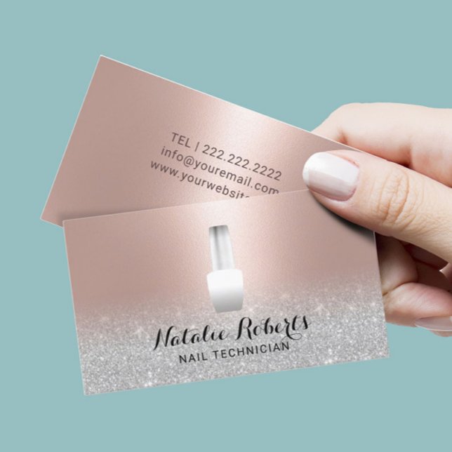 Carte De Visite Salon à ongle polonais Manicuriste Blush Rose or (Créateur téléchargé)