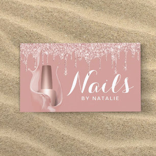 Carte De Visite Salon à ongles moderne Rose Gold Drives Manicurist