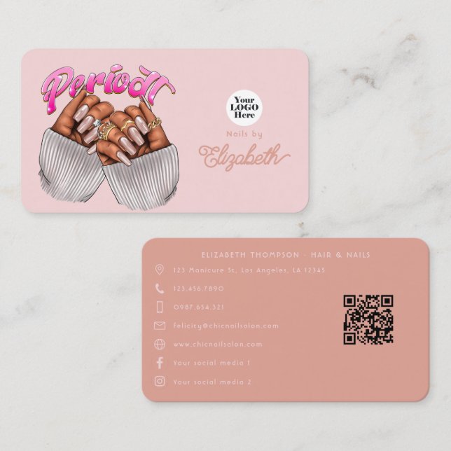 Carte De Visite Salon à ongles rose Gold et Rose (Devant / Derrière)