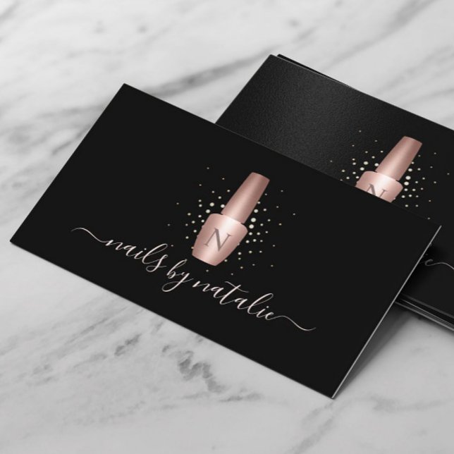Carte De Visite Salon à ongles Rose Gold Polonais Bottle maquillag (Créateur téléchargé)