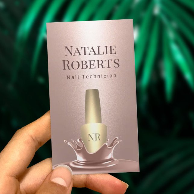 Carte De Visite Salon à ongles Rose Gold Polonais Splash Maquillag (Créateur téléchargé)