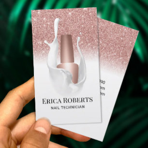 Carte De Visite Salon à ongles Rose Gold White Splash maquillage A