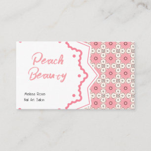 Carte De Visite Salon à ongles rose Motif noir modifiable