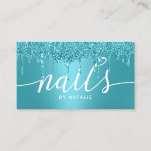 Carte De Visite Salon à ongles Turquoise Parties scintillant Drive
