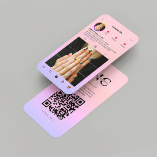 Carte De Visite Salon Artiste ongle rose violet Instagram moderne