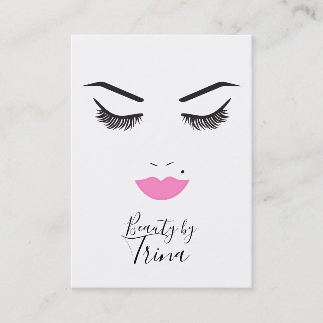 Carte De Visite Salon Beauty Maquillage Visage Lashes & Lèvres Ros (Devant)