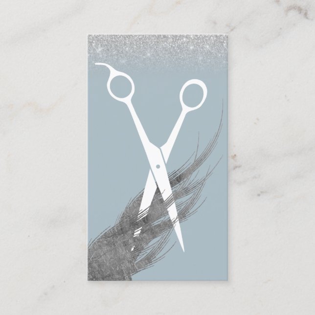 Carte De Visite Salon bleu de coiffeur et argenté poussiéreux de (Devant)