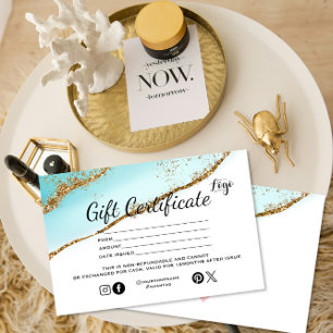 Carte De Visite Salon cadeau turquoise Gold parties scintillant mo