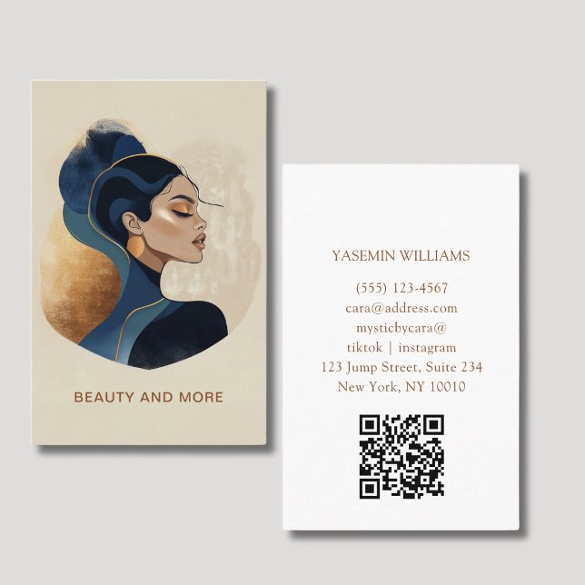 Carte De Visite Salon d'aquarelle pour femme QR Code (Woman Watercolor Salon QR Code Business Card)
