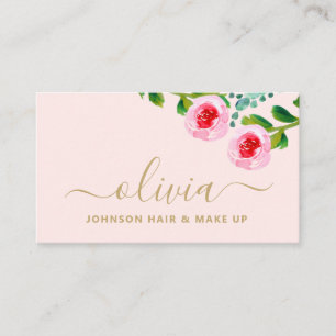 Carte De Visite Salon d'artiste de maquillage floral moderne chic 