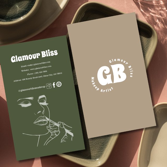 Carte De Visite Salon d'artistes de maquillage vert vibre (Créateur téléchargé)