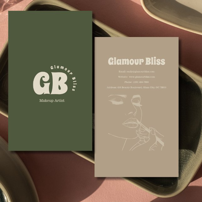 Carte De Visite Salon d'artistes de maquillage vert vibre (Créateur téléchargé)