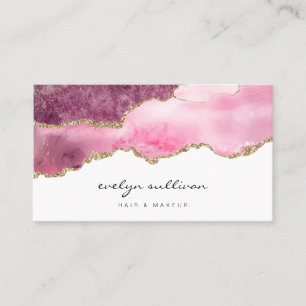 Carte De Visite salon de beauté aquarelle rose vif