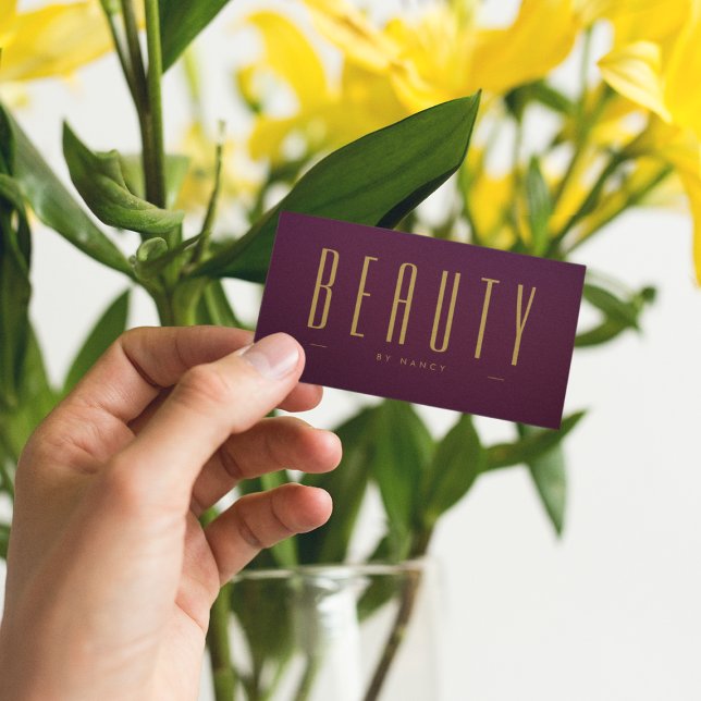 Carte De Visite Salon De Beauté Bourgogne Et Or Simple (Créateur téléchargé)