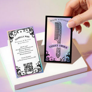 Carte De Visite Salon de beauté coiffeur holographique iridescent