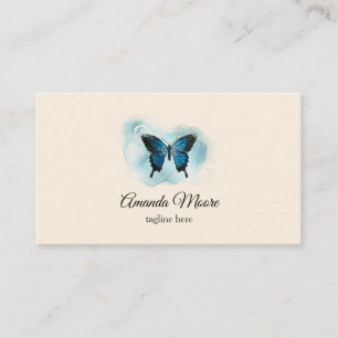 Carte De Visite salon de beauté élégant papillon bleu salon salon 