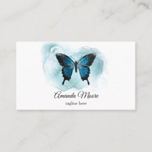 Carte De Visite salon de beauté élégant papillon bleu salon salon 