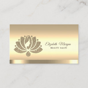 Carte De Visite Salon de Beauté Fleur de Lotus Paillettes Dorées