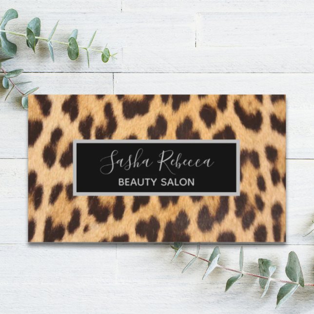 Carte De Visite salon de beauté girly chic SPA empreinte de léopar (girly chic beauty hair salon SPA leopard print Business Card)