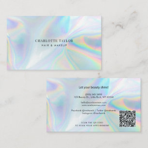 Carte De Visite Salon de beauté holographique Code QR fait main