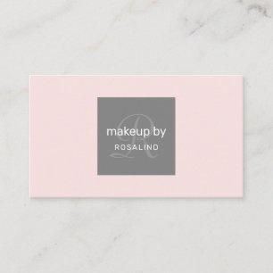 Carte De Visite Salon de beauté maquillage simple rose gris monogr