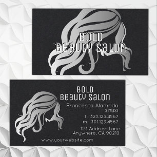 Carte De Visite Salon de beauté Metallic Silver Hair Styliste Noi
