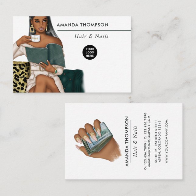 Carte De Visite Salon de beauté Millionaire Mindset Hair and Nails (Devant / Derrière)