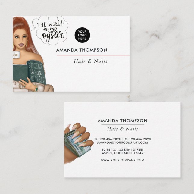 Carte De Visite Salon de beauté Millionaire Mindset Hair and Nails (Devant / Derrière)
