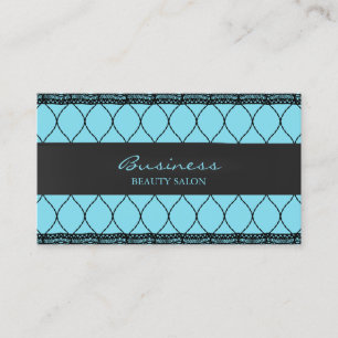 Carte De Visite Salon de beauté moderne Blue Fishnet Lace