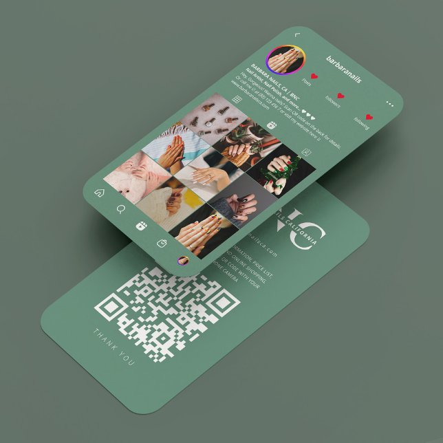 Carte De Visite Salon de beauté moderne Nail Tech Dusty Blue IG (Modern Nail Tech Beauty Salon Dusty Blue IG Business Card
)