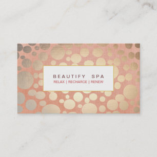 Carte De Visite Salon de beauté moderne & Spa Faux Gold Coral rose