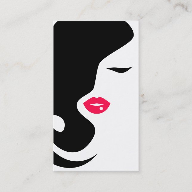 Carte De Visite Salon de beauté noir minimaliste femme Silhouette (Devant)